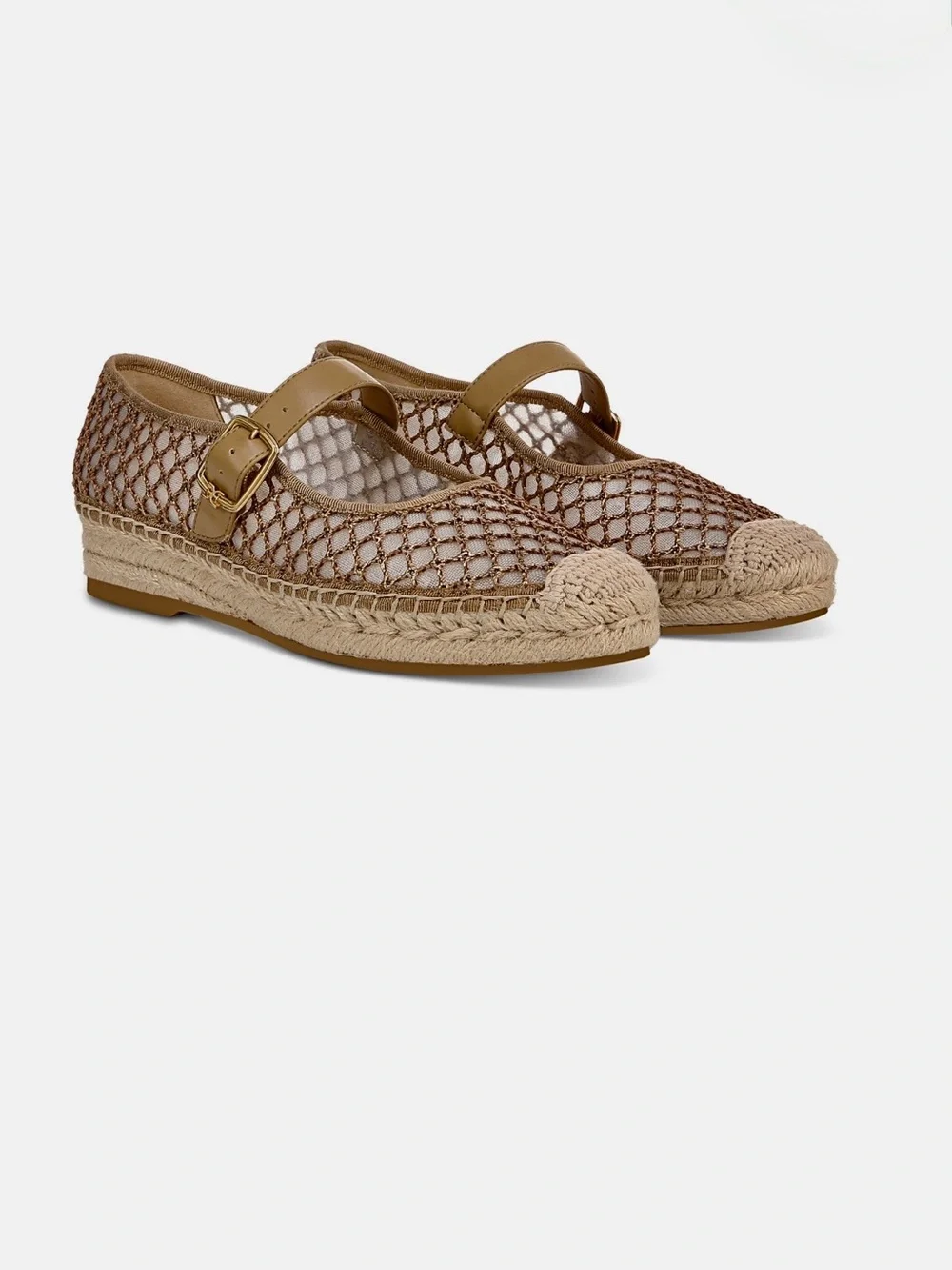 Sam Edelman Mackie Gold Mesh Mary Jane Espadrille Flats 6.5 M New